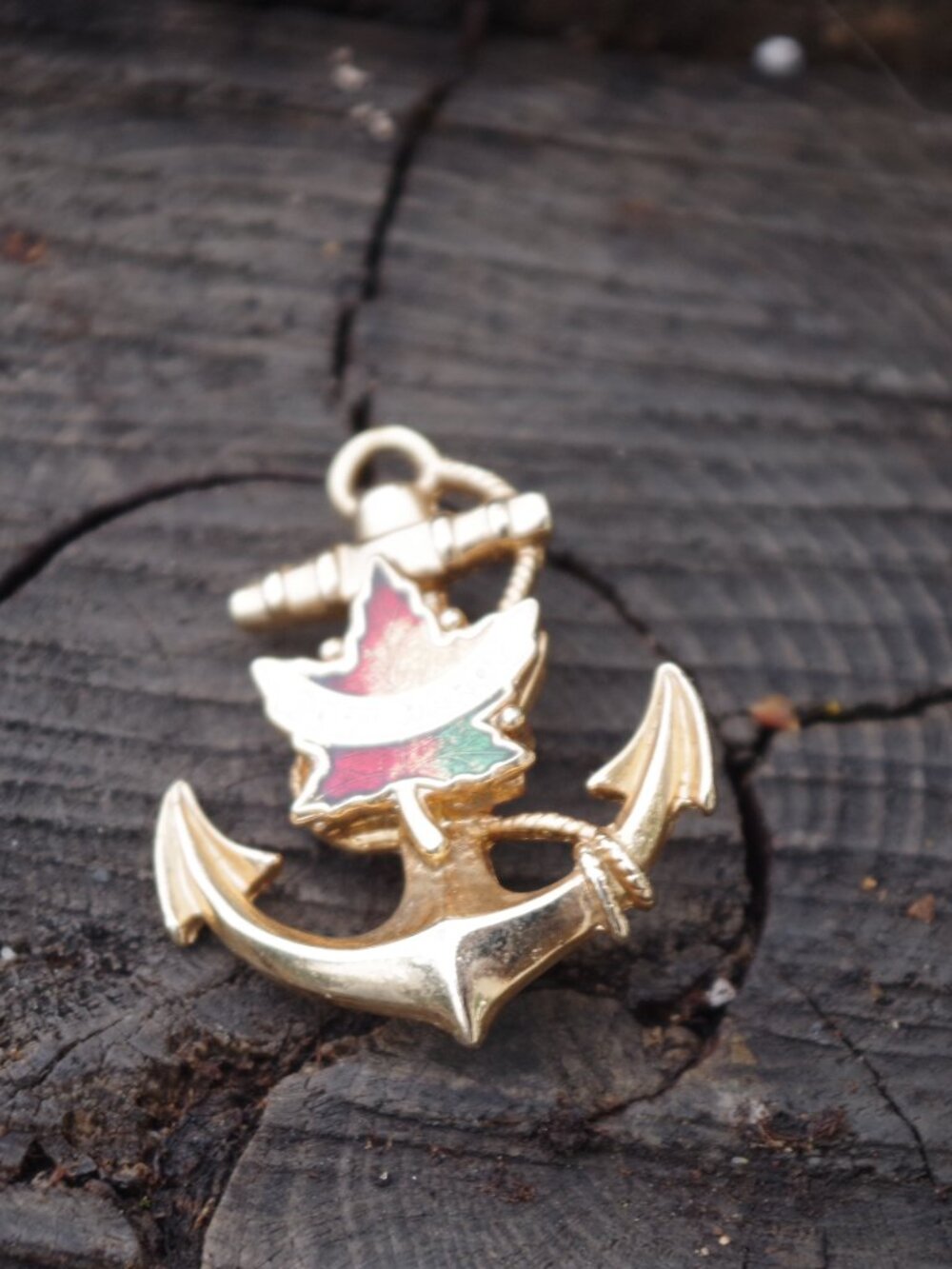 Vintage Port Hardy Souvenir Pin Features A Gold Tone Anchor